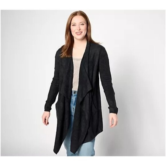 Barefoot Dreams Cozy Chic Lite Island Wrap Cardigan Black Womens Small Medium - Picture 1 of 5
